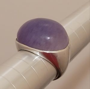 .925 Purple Lavender Jade Cabochon Ring